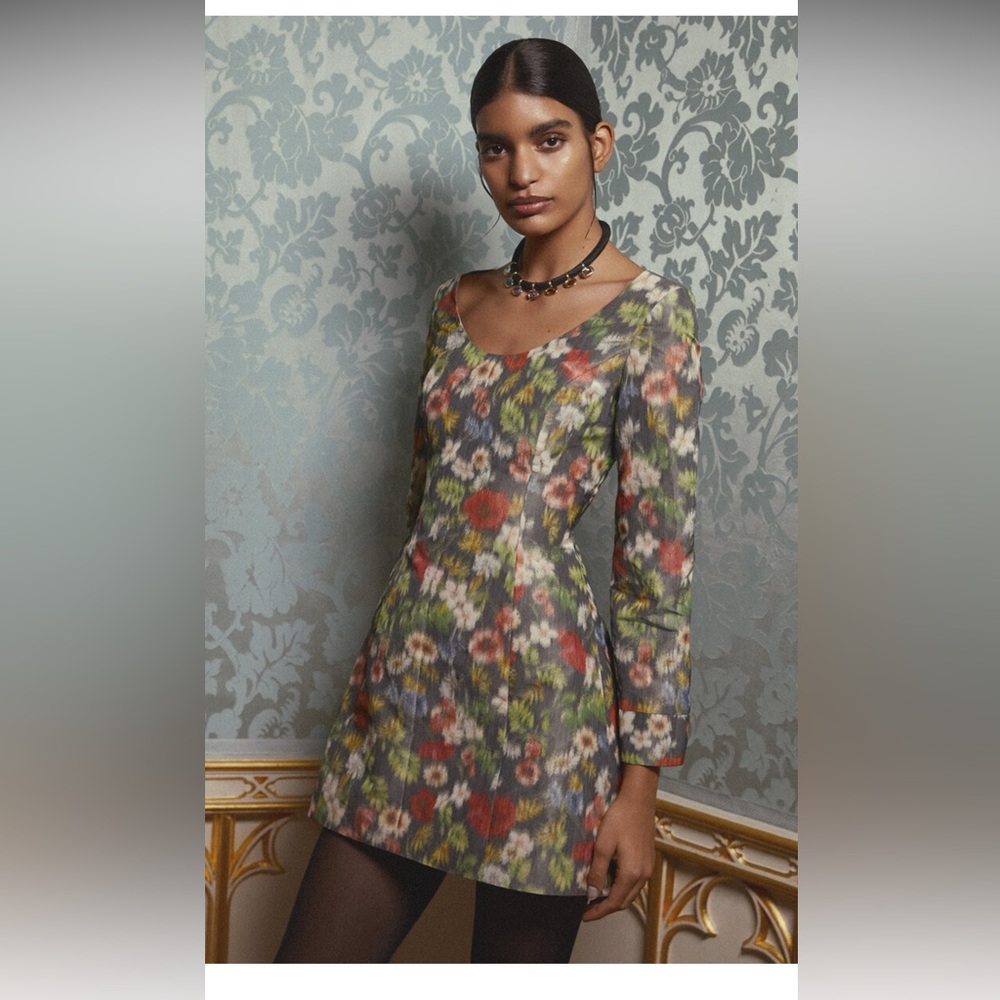 Markarian ‘Jane Dark Wild Flower Ikat Mini Dress’ size 12